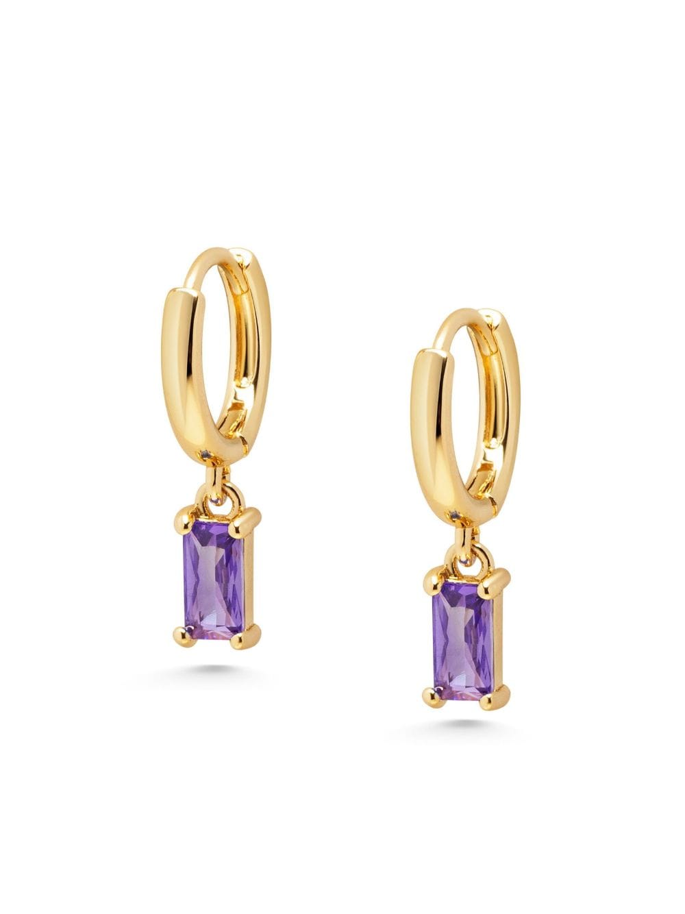 Nialaya Jewelry sterling silver zirconia-charm huggie earrings - Paars