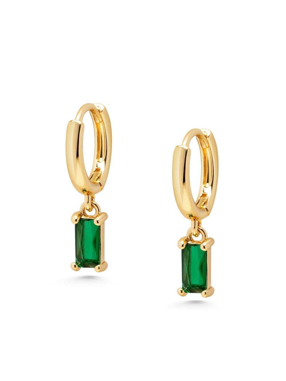 Nialaya Jewelry sterling silver zirconia-charm huggie earrings - Groen