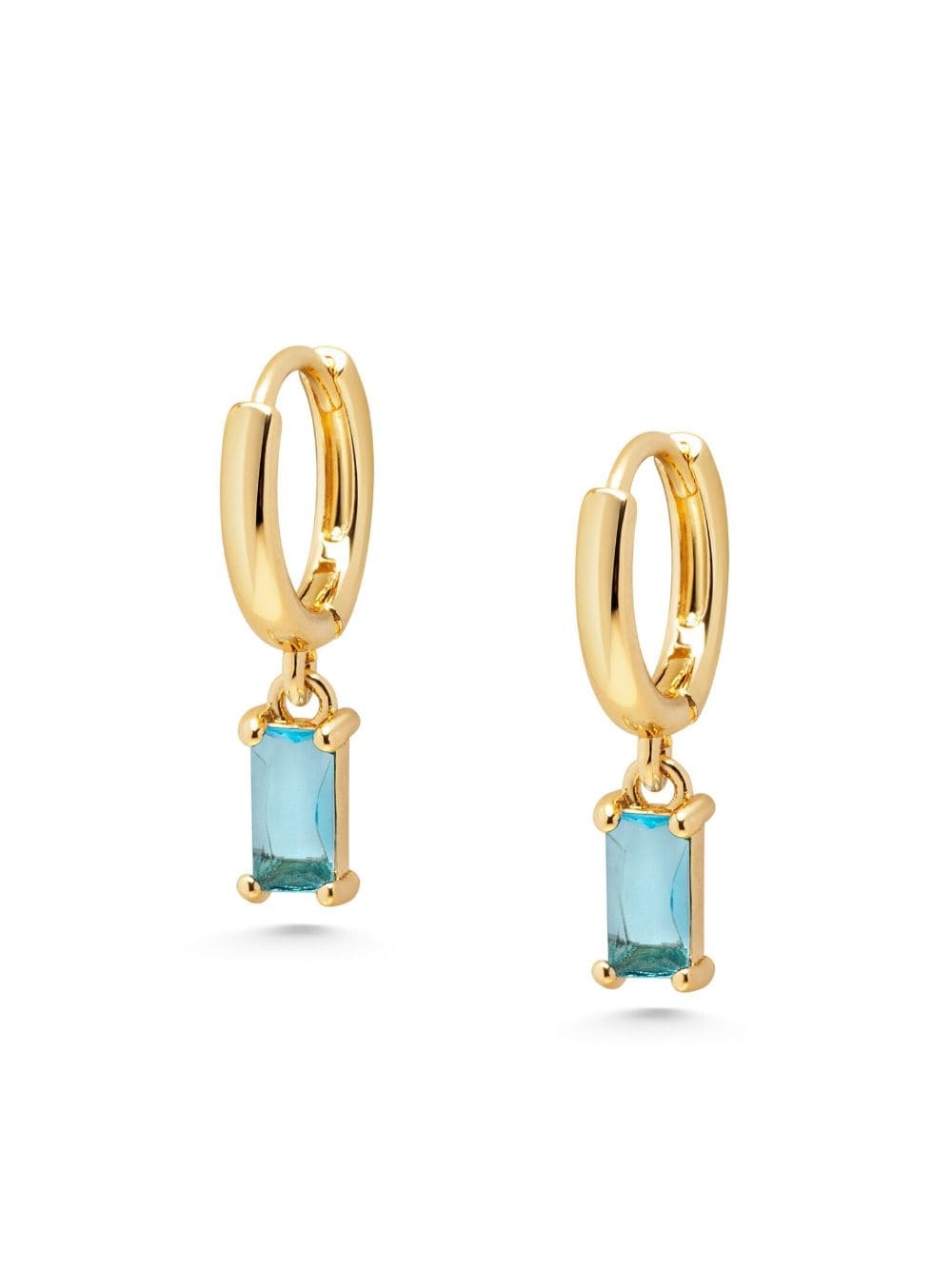 Nialaya Jewelry sterling silver zirconia-charm huggie earrings - Blauw