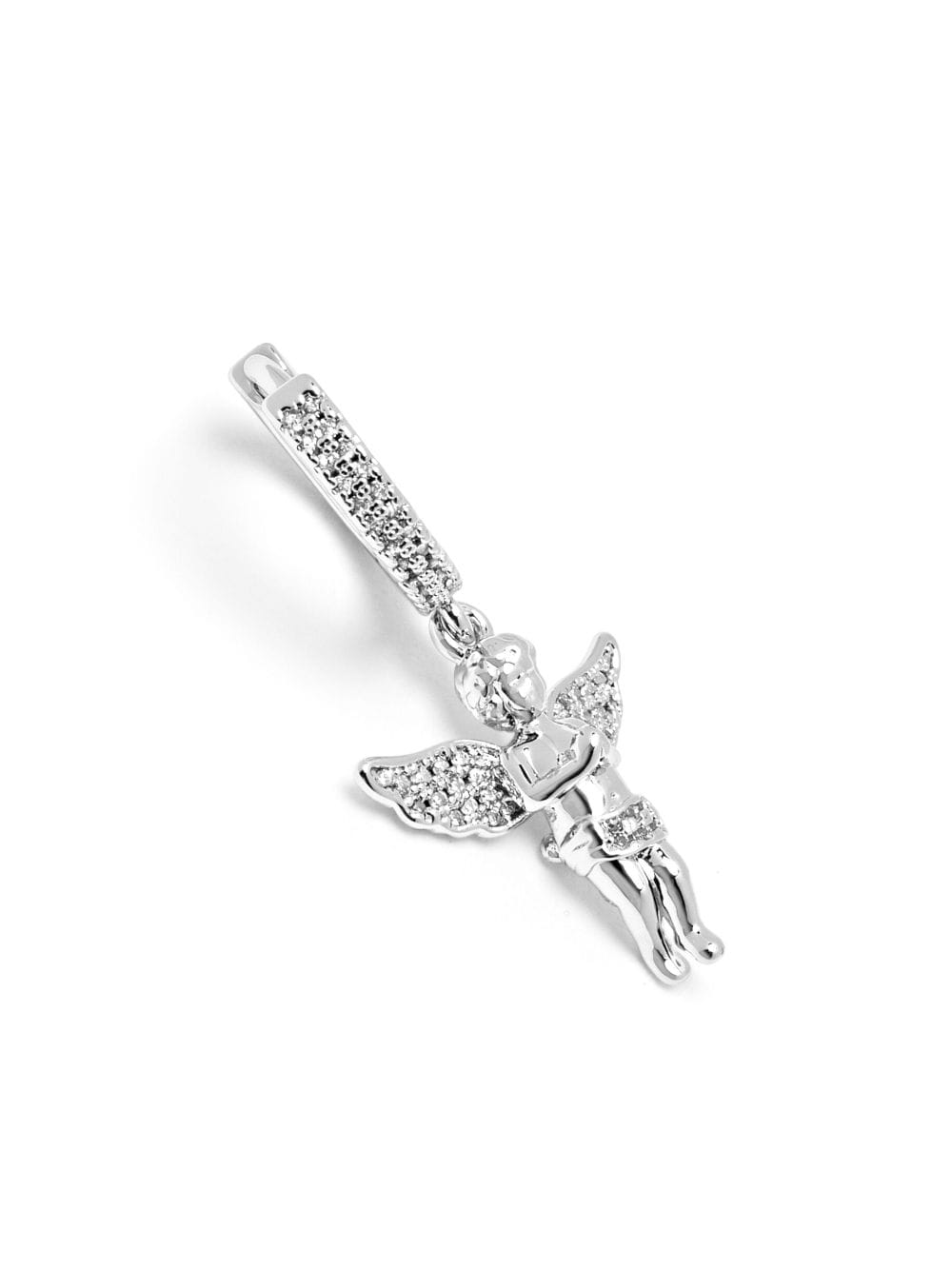 Nialaya Jewelry stainless steel Angel huggie earrings - Zilver