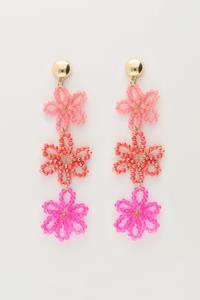 My jewellery Statement oorbellen met 3 roze bloemen