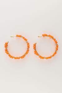 My jewellery Grote oorringen met oranje bloemetjes