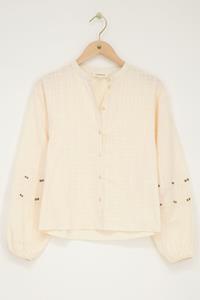 My jewellery Beige blouse met tapes en studs