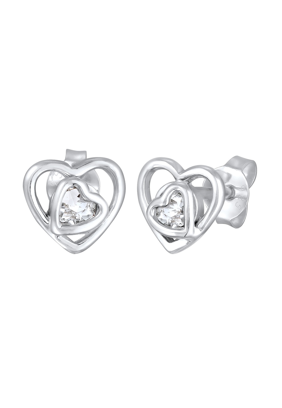 Elli Dames oorstekers hart liefde romantiek met kristal in 925 sterling zilver Zilver