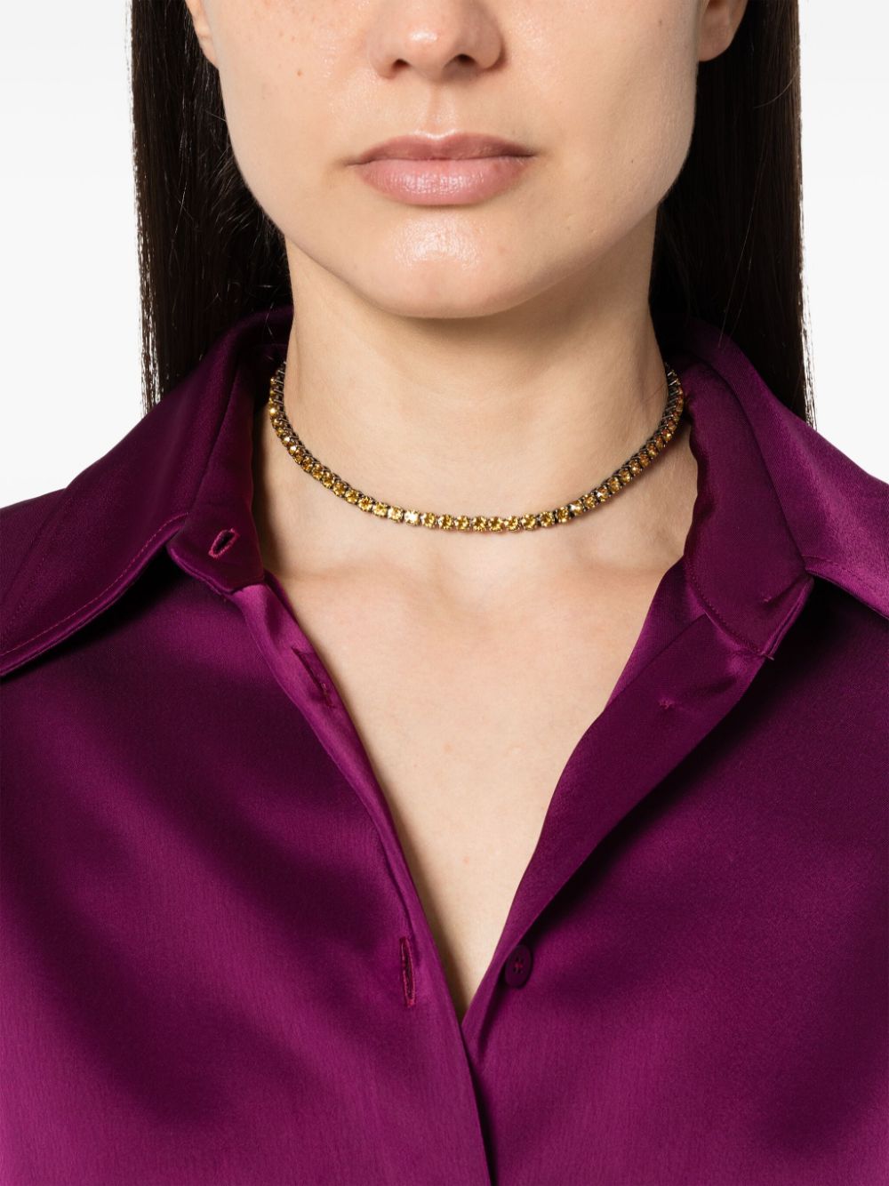 Amina Muaddi Tennis crystal-embellished necklace - Zilver