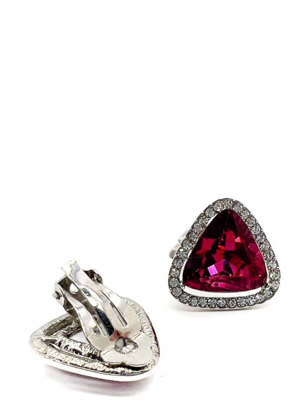 Jennifer Gibson Jewellery Vintage Pink Trillion Crystal Earrings 1970s - Roze