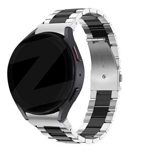 Bandz Samsung Galaxy Watch 4 Classic 46mm stalen band 'Classic' (zilver/zwart)