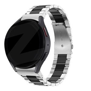 Bandz Samsung Galaxy Watch 4 44mm stalen band 'Classic' (zilver/zwart)