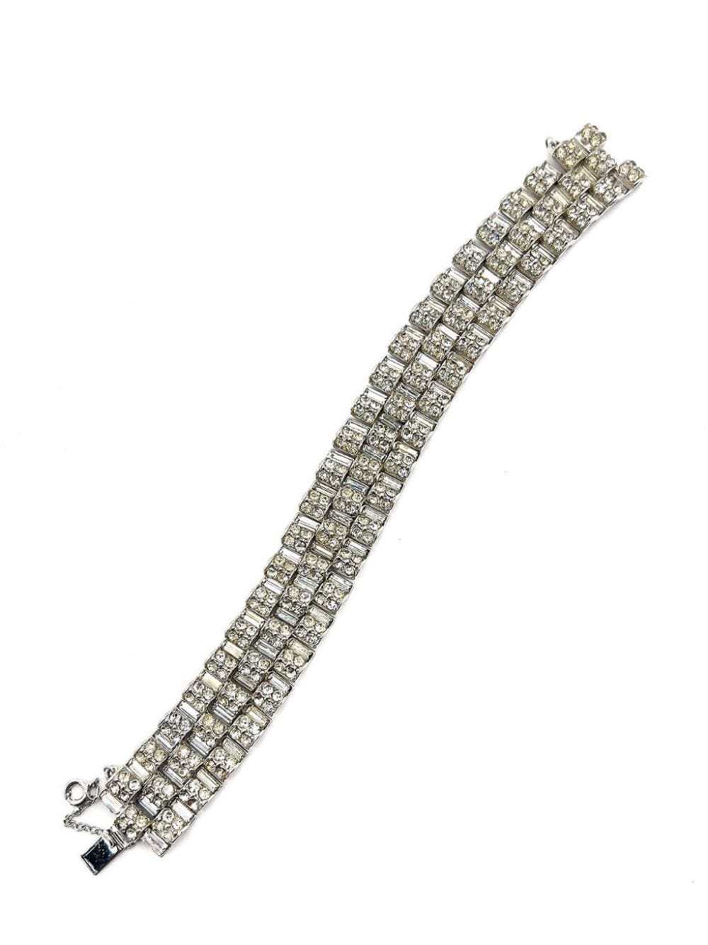 Jennifer Gibson Jewellery Vintage Deco Style Crystal Tank Track Bracelet 1950s - Zilver