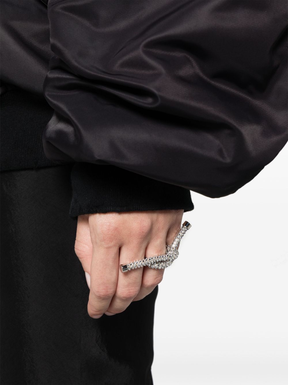Balenciaga Ring verfraaid met stras - Zilver