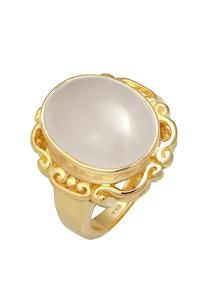 Elli PREMIUM Dames Vintage Chunky Trend Blogger met Maansteen in 925 Sterling Zilver Gold Plated Goud