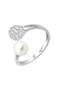 Elli Fingerring Statement Perle Kristalle 925 Silber