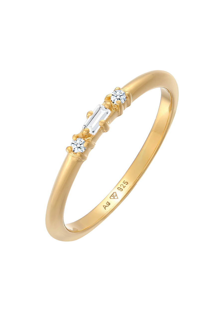 Elli DIAMONDS Fingerring Verlobungsring Diamant (0.03 ct) Rechteck 925 Silber
