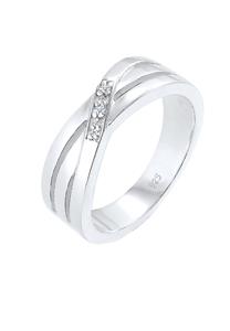Elli DIAMONDS Dames Kruis Over Verloving met Diamant (0.015 ct.) in 925 Sterling Zilver Zilver