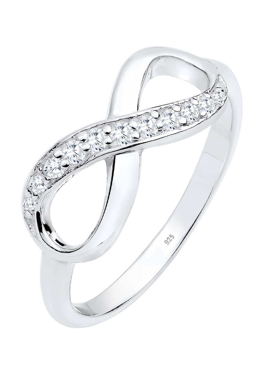 Elli Dames Infinity Symbool Oneindigheid Trend met Zirkonia Kristallen in 925 Sterling Zilver Wit