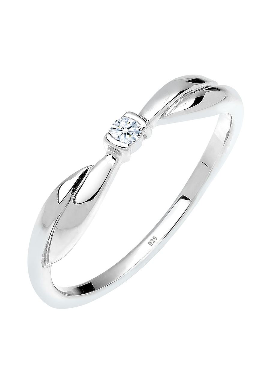 Elli DIAMONDS Dames Verloving met Diamant (0.03 ct.) in 925 Sterling Zilver Wit