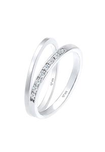 Elli DIAMONDS Diamantring Basic Memoire Diamant Stapel Ring-Set 925 Silber, Ring Set