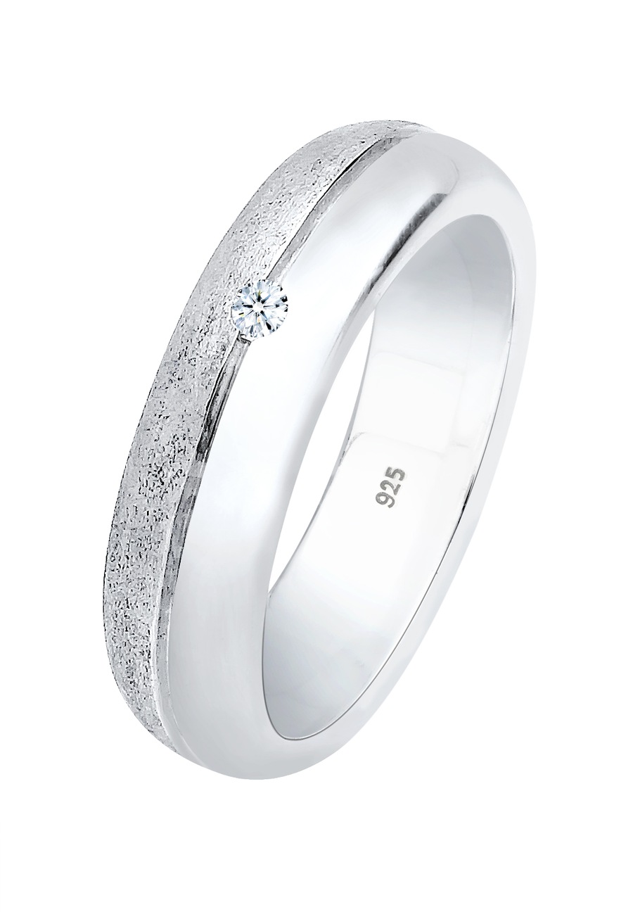 Elli DIAMONDS Dames Basis Band Ring met Diamant (0.03 ct.) in 925 Sterling Zilver Zilver