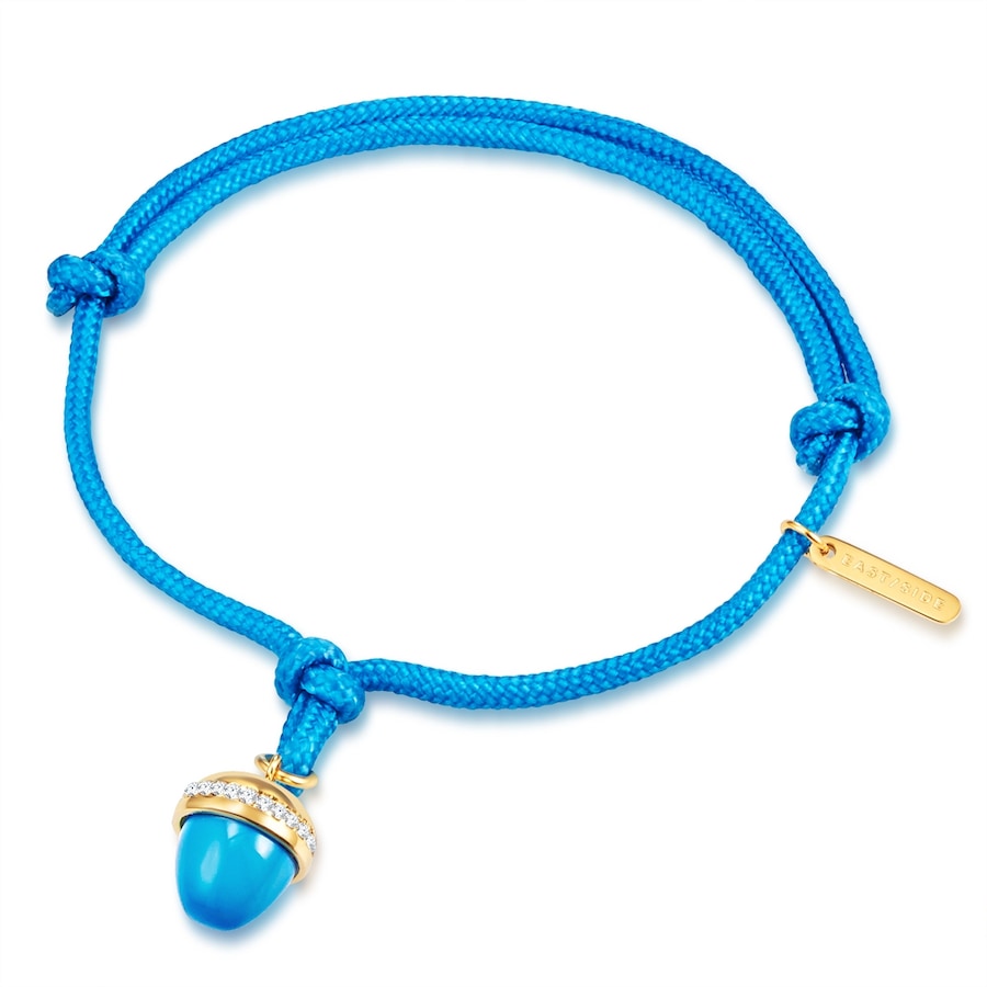 Edelstaal armband Textiel Glas kristal in Blauw