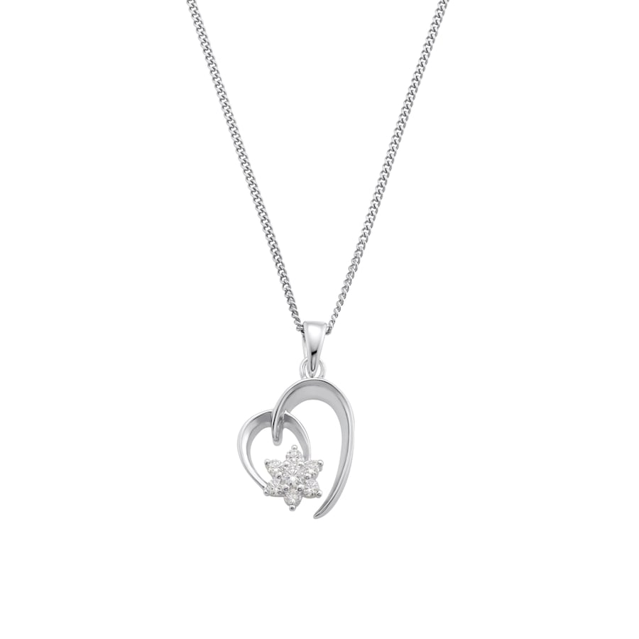Amor Silberkette für Damen, 925 Sterling Silber, Zirkonia synth., Herz (2-tlg., Kette mit Anhänger)
