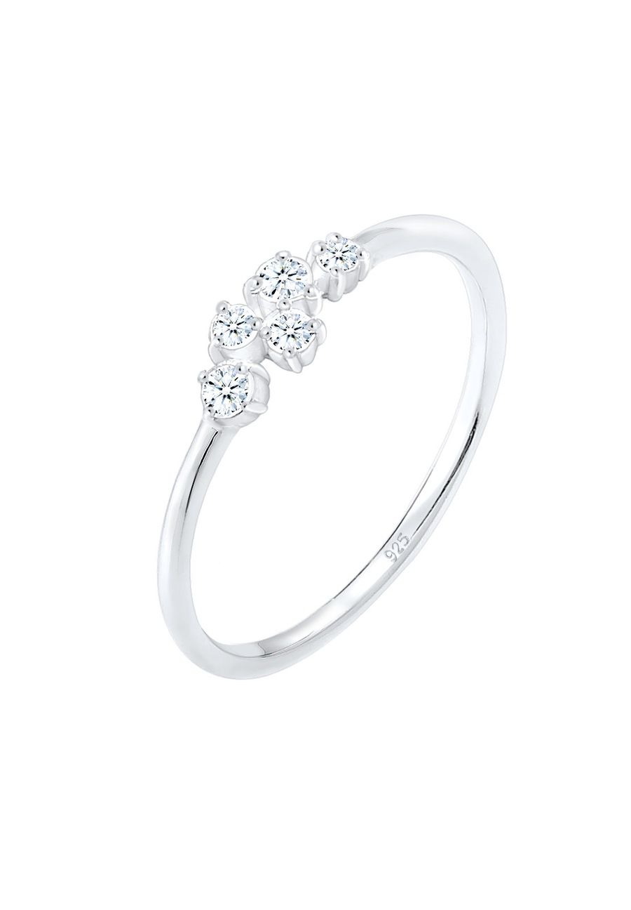 Elli DIAMONDS Dames Engagement Elegant met Diamant (0,12 ct) in 925 Sterling Zilver Zilver