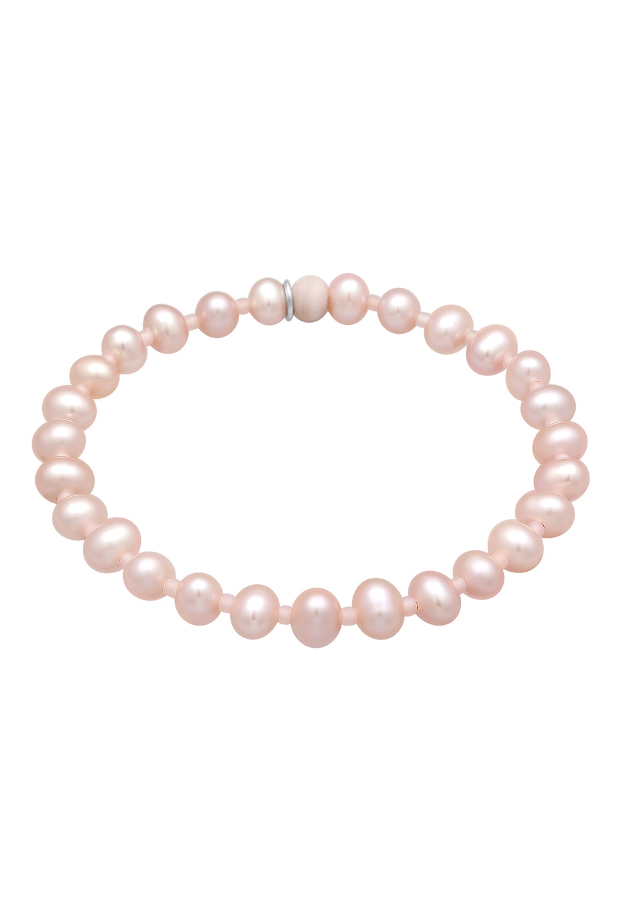 Elli Premium Perlenarmband Süßwassserzucht Perlen Glas Beads Rose 925 Silber, Kugel