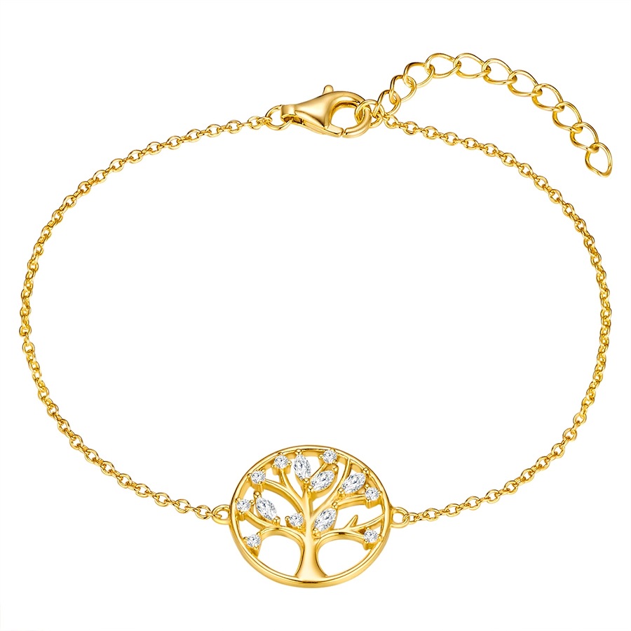 Rafaela Donata Silberarmband Baum des Lebens gelbgold, aus Sterling Silber