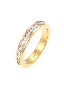 Elli Dames Band Ring Baguette geslepen Elegant met Zirkonia kristallen in 925 Sterling Zilver Verguld