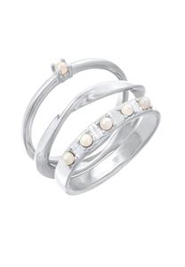 Elli Ring-Set Synthetische Perlen Stapelring Klassik 3er Set 925 Silber, Ring Set