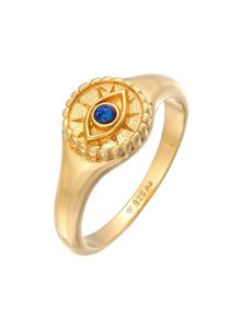 Elli Fingerring Siegelring Evil Eye Blue syn. Opal 925 Silber, Evil Eye