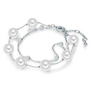 Mode-armband Messing Schelpparels in Zilver