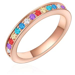 Lulu & Jane Fingerring Ring roségold verziert mit Kristallen von Swarovski bunt