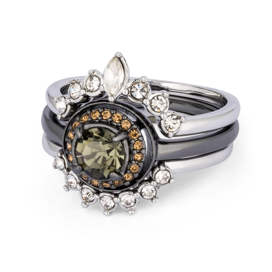 Pippa&Jean Mode-ring Messing Glas in Zilver/zwart