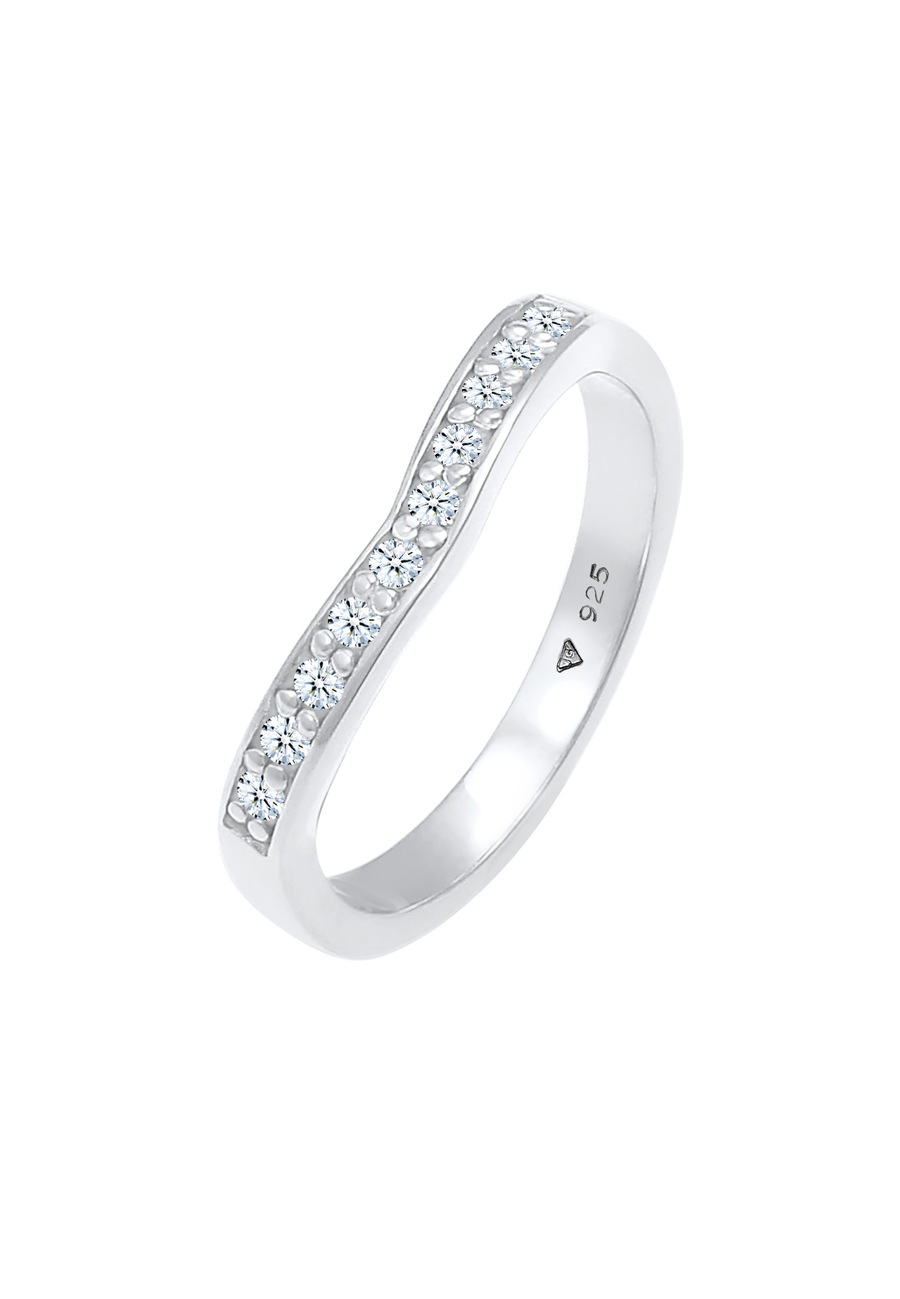 Elli DIAMONDS Dames verloving V-vorm met diamanten (0,15 ct) in 925 sterling zilver