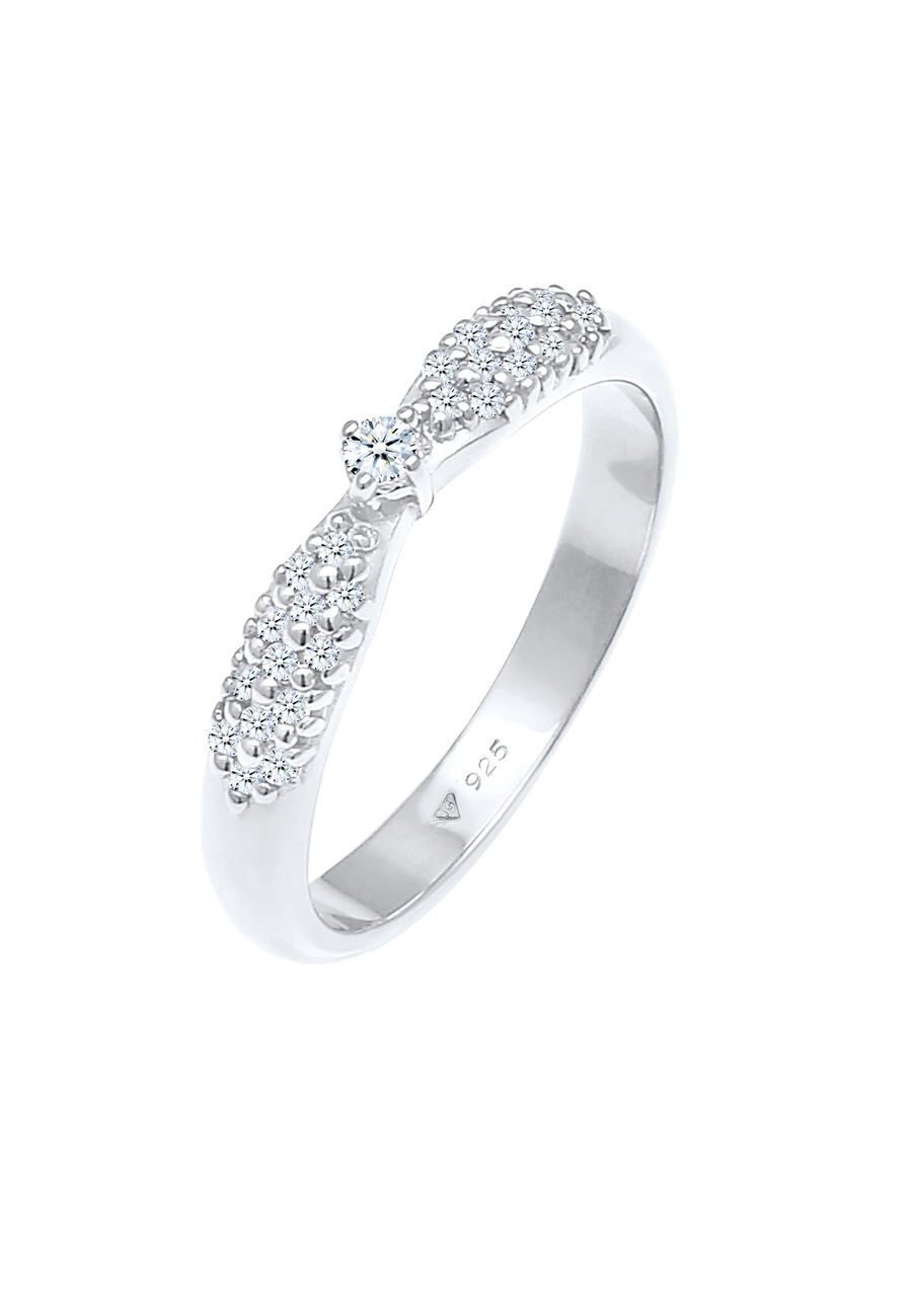 Elli DIAMONDS Dames Engagement Glamorous met Diamond (0.16 ct) in 925 Sterling Silver Gold Plated