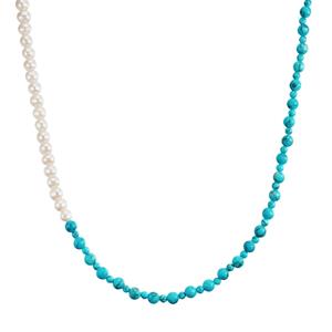 Valero Pearls Edelsteen ketting Gereconstrueerde turquoise Gereconstrueerde turquoise Gekweekte zoetwaterparels in Antiek turquoise