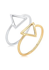 Elli Ring-Set Set Trend Dreieck Bi-Color Geo 925 Silber, Dreieck