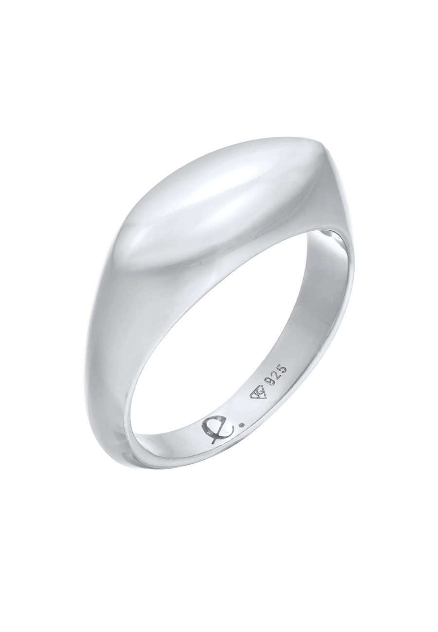 Elli Premium Fingerring Siegelring Marquise Design 925 Silber rhodiniert