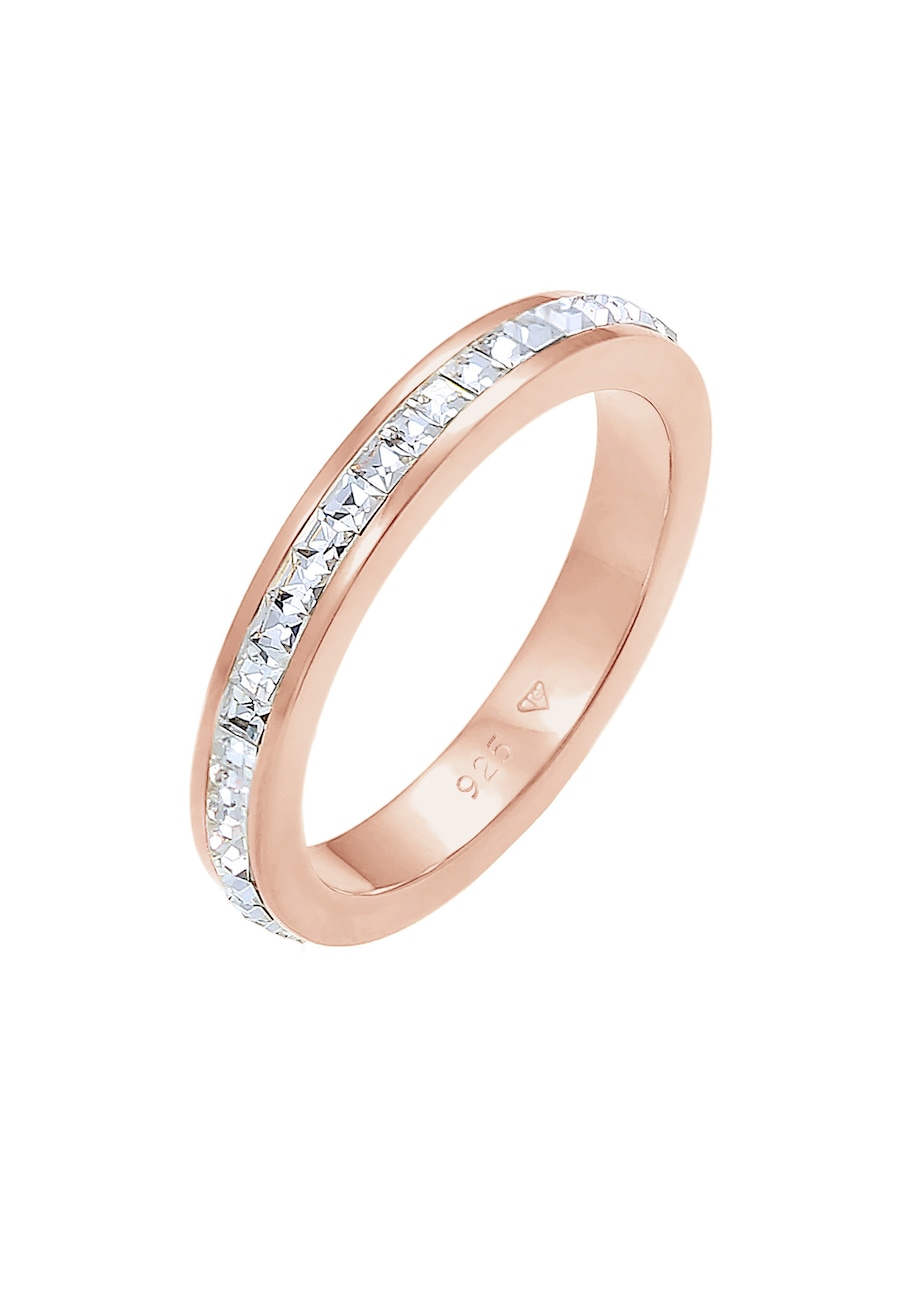 Elli PREMIUM Dames Elegant Basic met Kristallen in 925 Sterling Zilver Roségoud