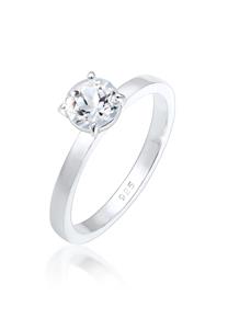 Elli PREMIUM ring voor dames in 925 sterling zilver 2 mm breed met een edelsteen van topaas, damesring, solitaire ring, verlovingsring, maat 52 - 58