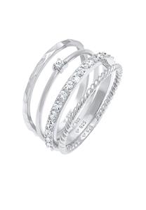 Elli Dames Stacking Ring Set van 4 gedraaid in 925 Sterling Zilver