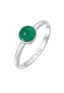 Elli PREMIUM Ring Dames Eenzaam Basis Groen met Agaat Edelsteen in 925 sterling zilver gerhodineerd
