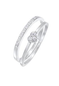 Elli Ring-Set Herz Memoire Zirkonia 2er Set 925 Silber, Herz