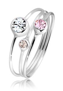 Elli Dames Stapelring Set Modern met Kristallen in 925 Sterling Zilver Kleurrijk