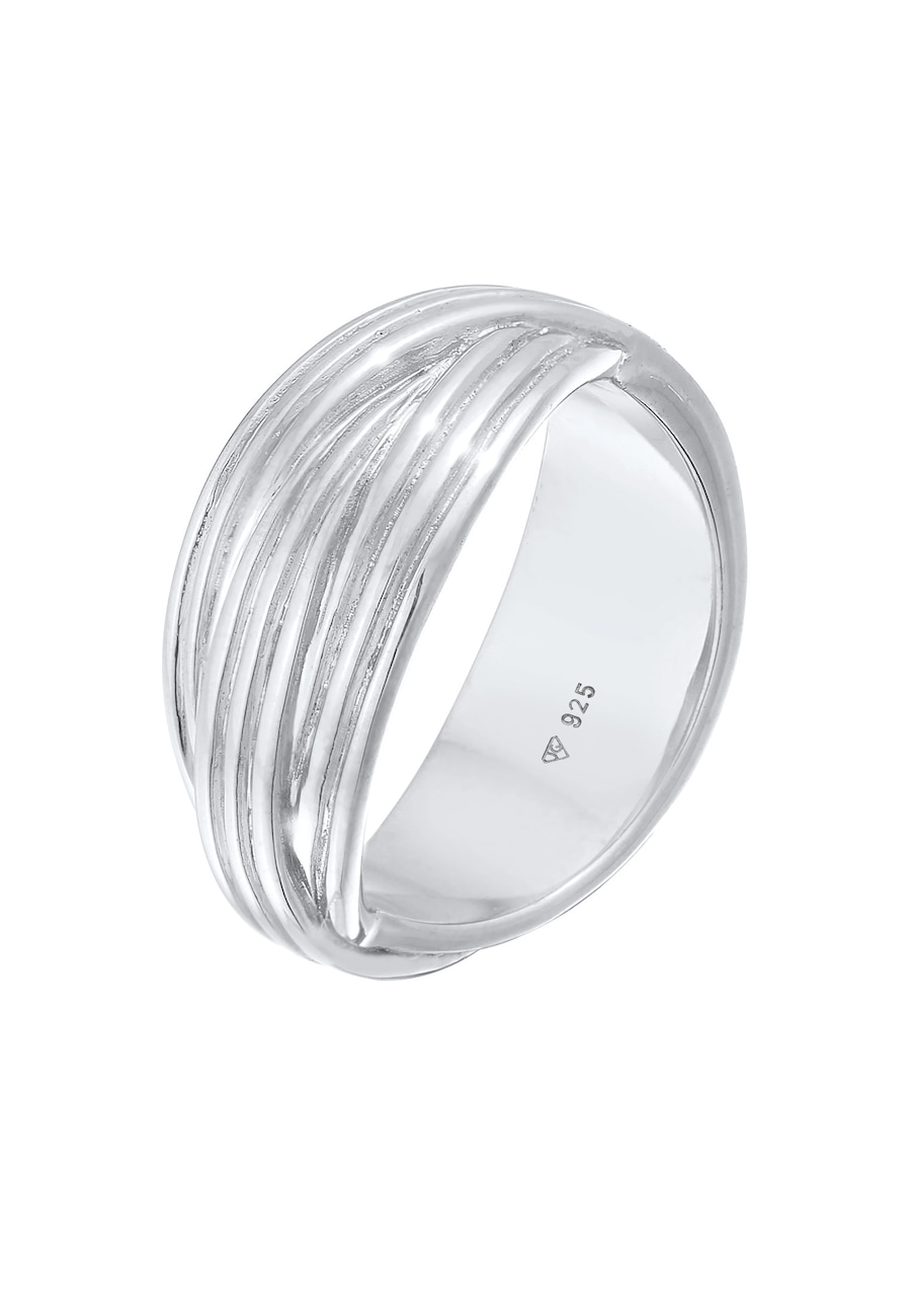 Elli Premium Fingerring Wickelring Gerillt Modern 925 Silber