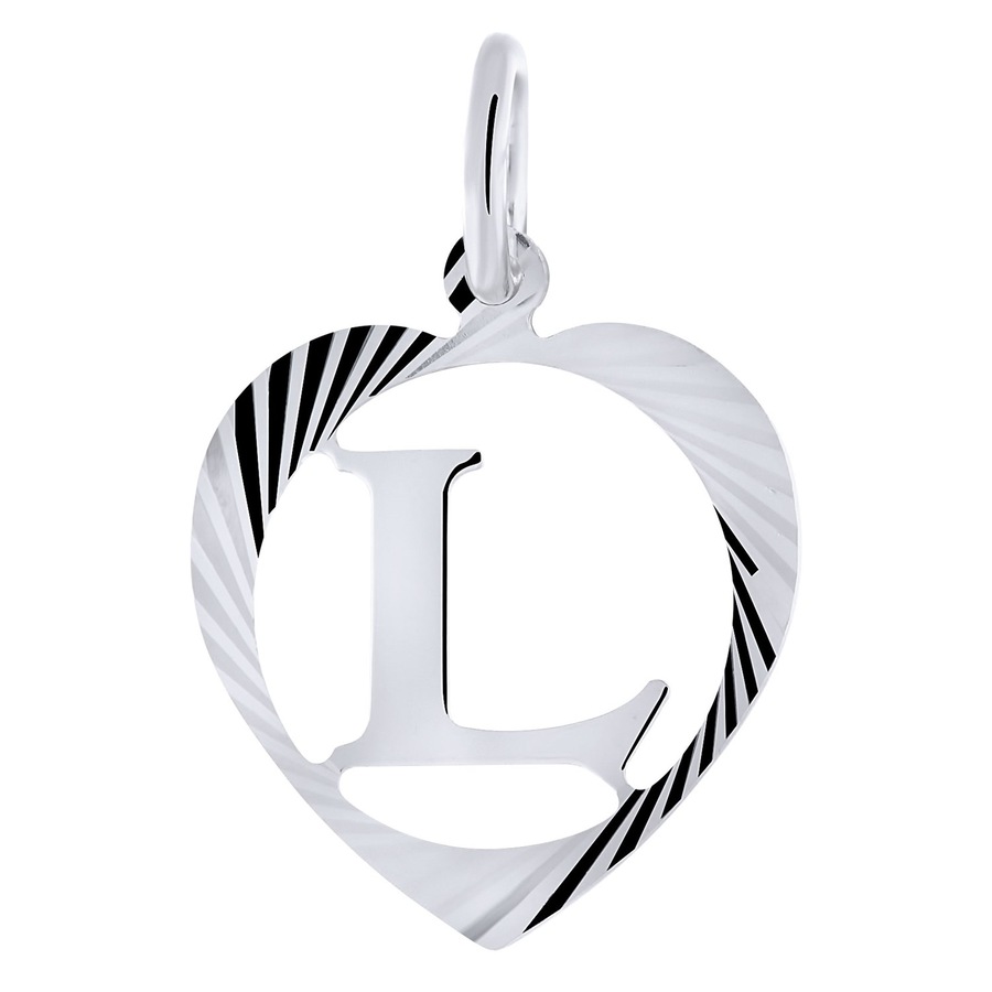 Lucardi Zilveren hanger alfabet in hart facet - w