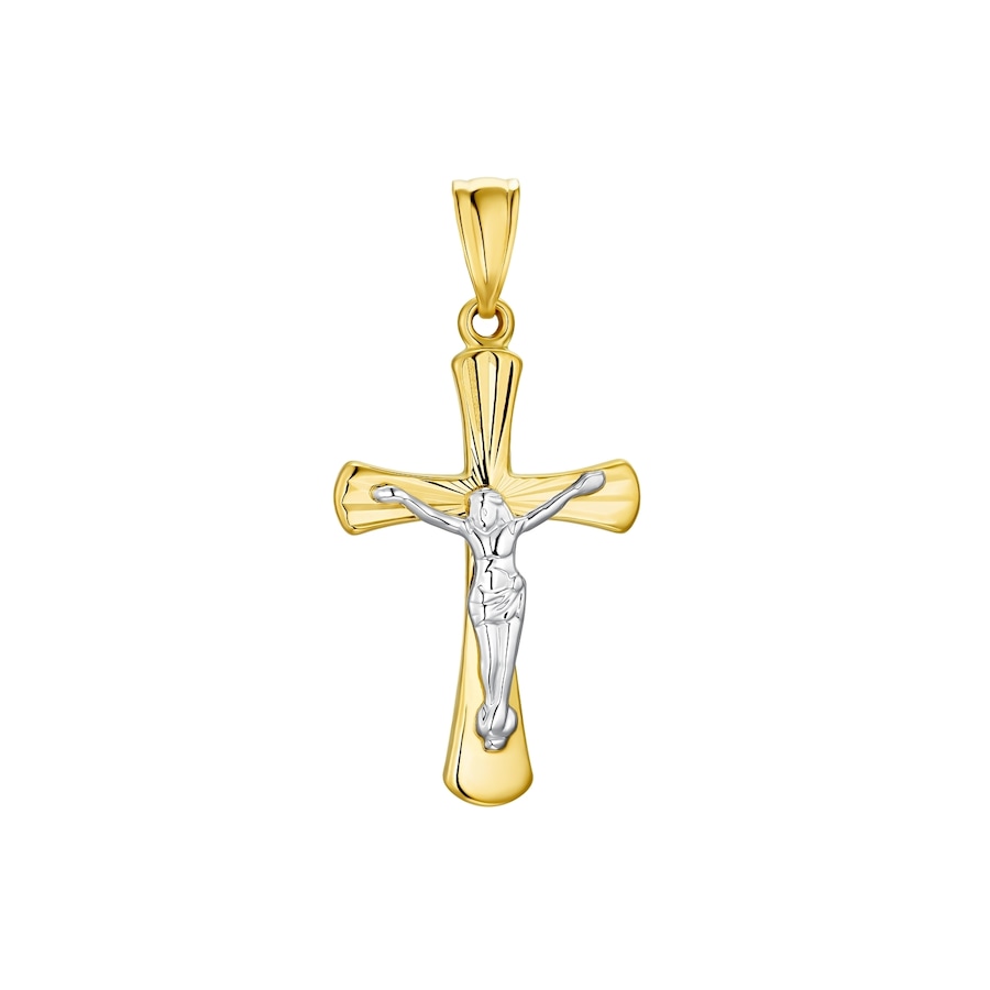 Amor Motief tag voor dames en heren, unisex, goud 585 | kruis met corpus