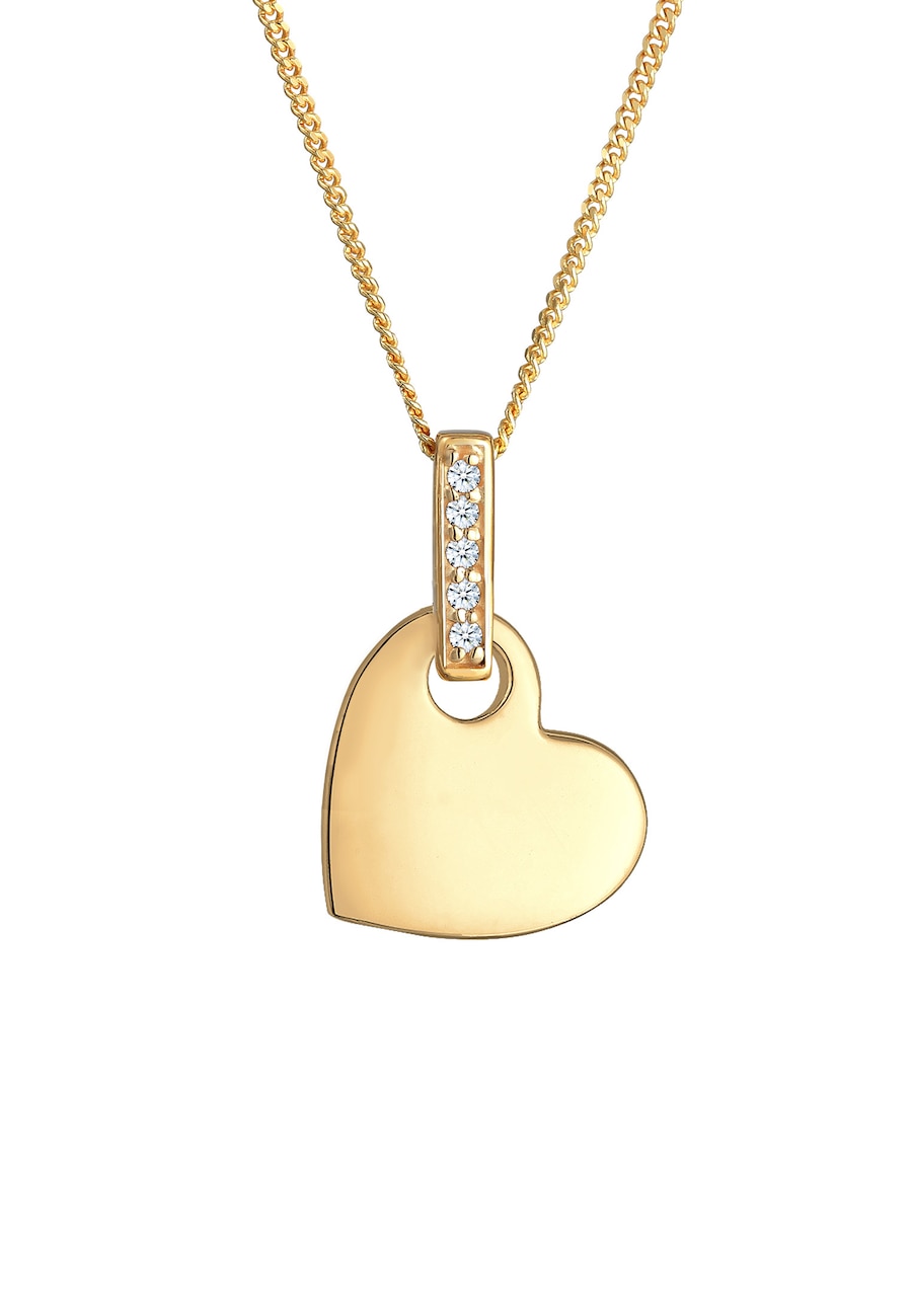 Elli DIAMONDS Kette mit Anhänger Herz Liebe Diamant (0.025 ct) 925 Silber, Herz