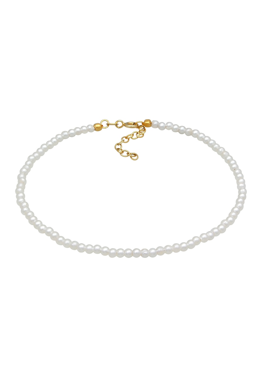 Elli Fußkette Perlen Synthetisch Klassik Basic 925 Silber
