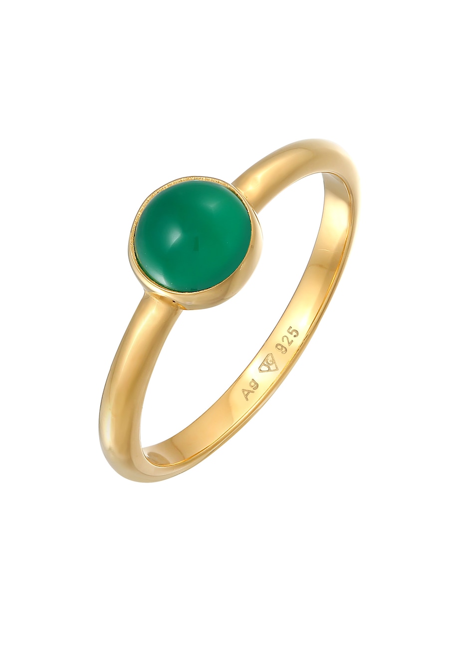 Elli PREMIUM Ring Dames Eenzaam Basis Groen met Agaat Edelsteen in 925 sterling zilver gerhodineerd